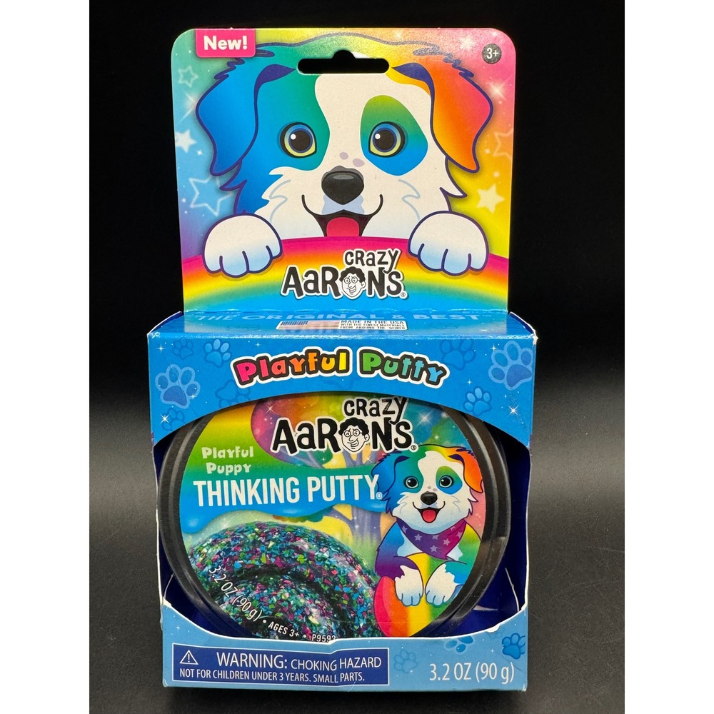 Crazy Aaron's Playful Puppy Thinking Putty 3.2oz Tin Rainbow Glitter Fidget Toy